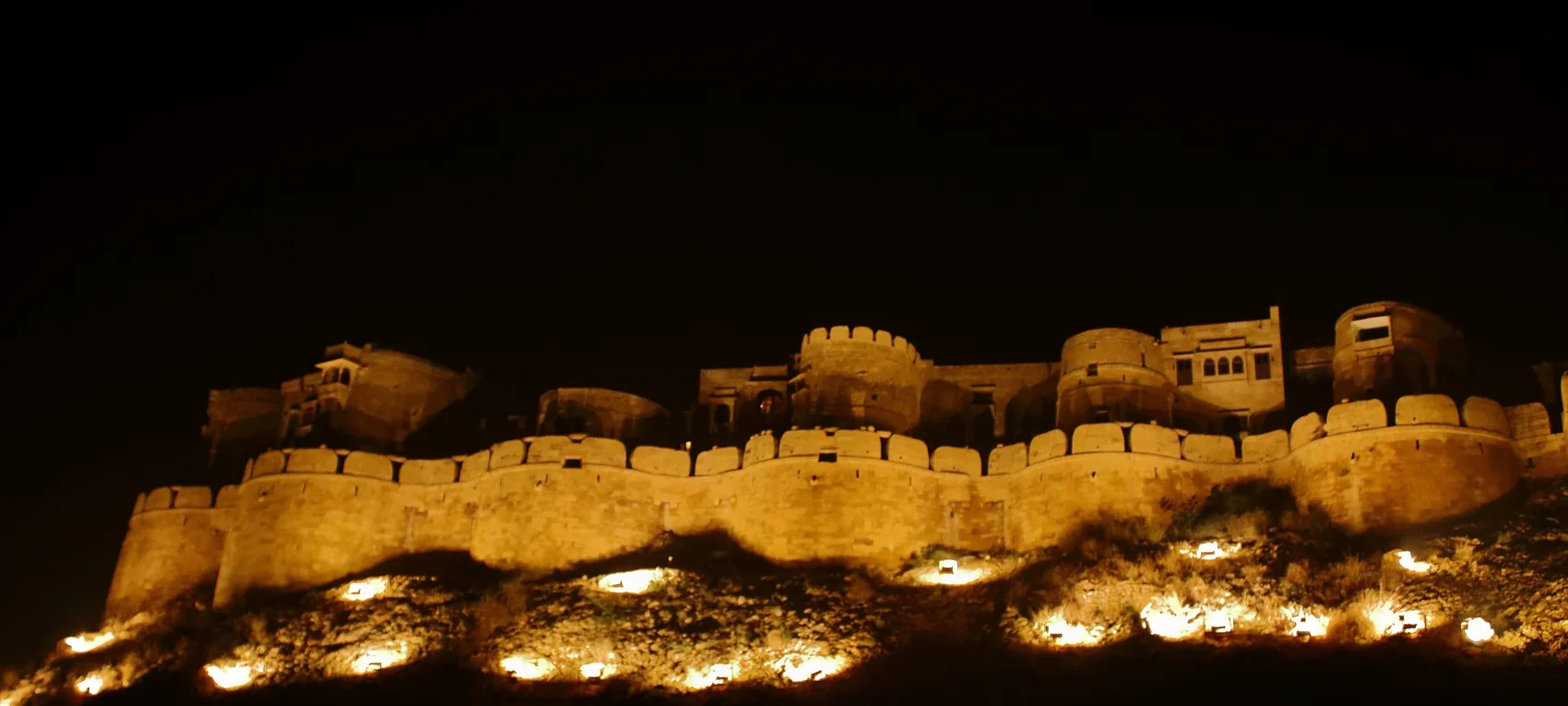 Jaisalmer Fort illuminated after dark