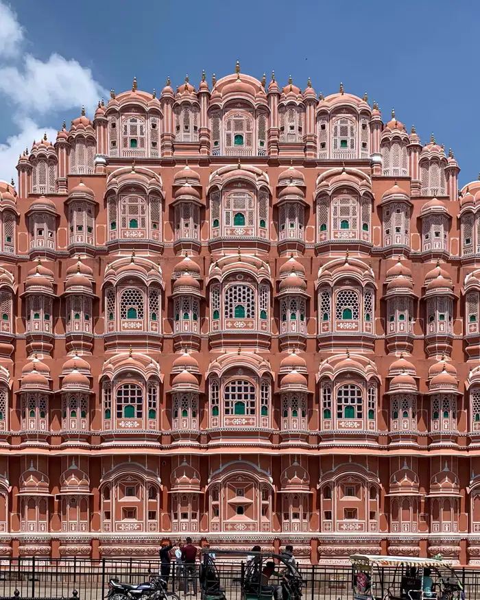 The honeycomb facade of Hawa Mahal in Jaipur, the Pink City