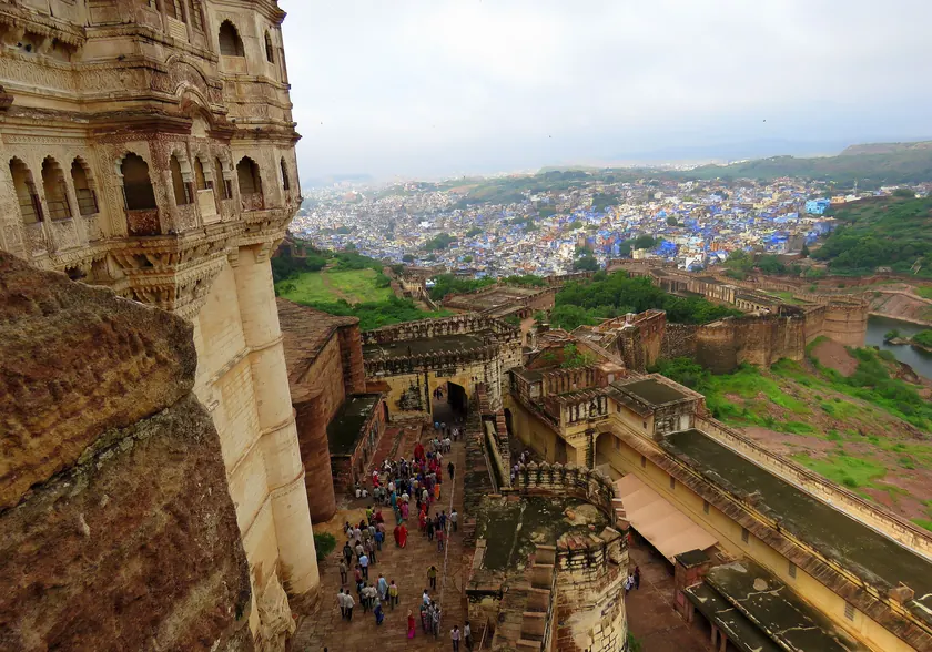 The ramparts of Mehrangarh Fort rising above Jodhpur